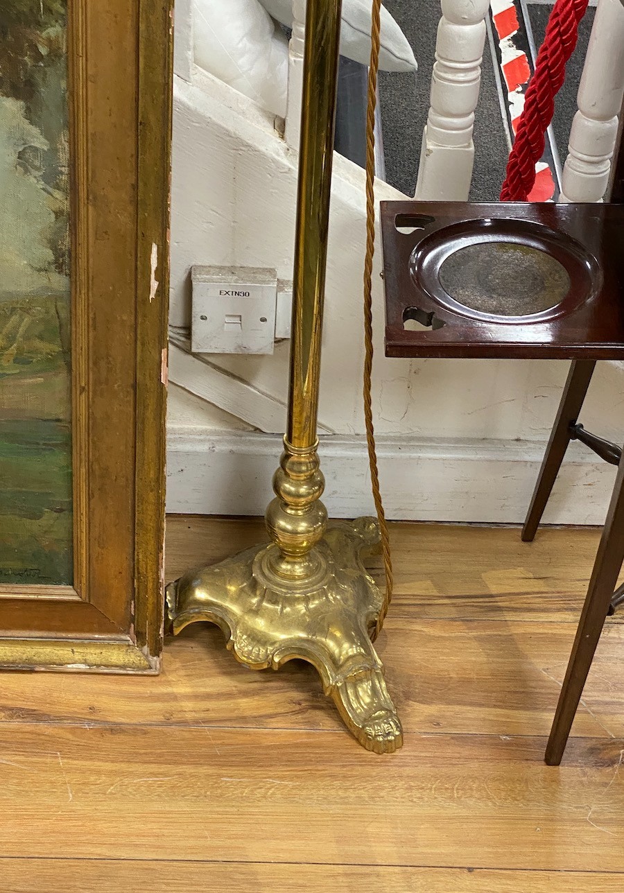 A Victorian style brass standard lamp, height 170cm